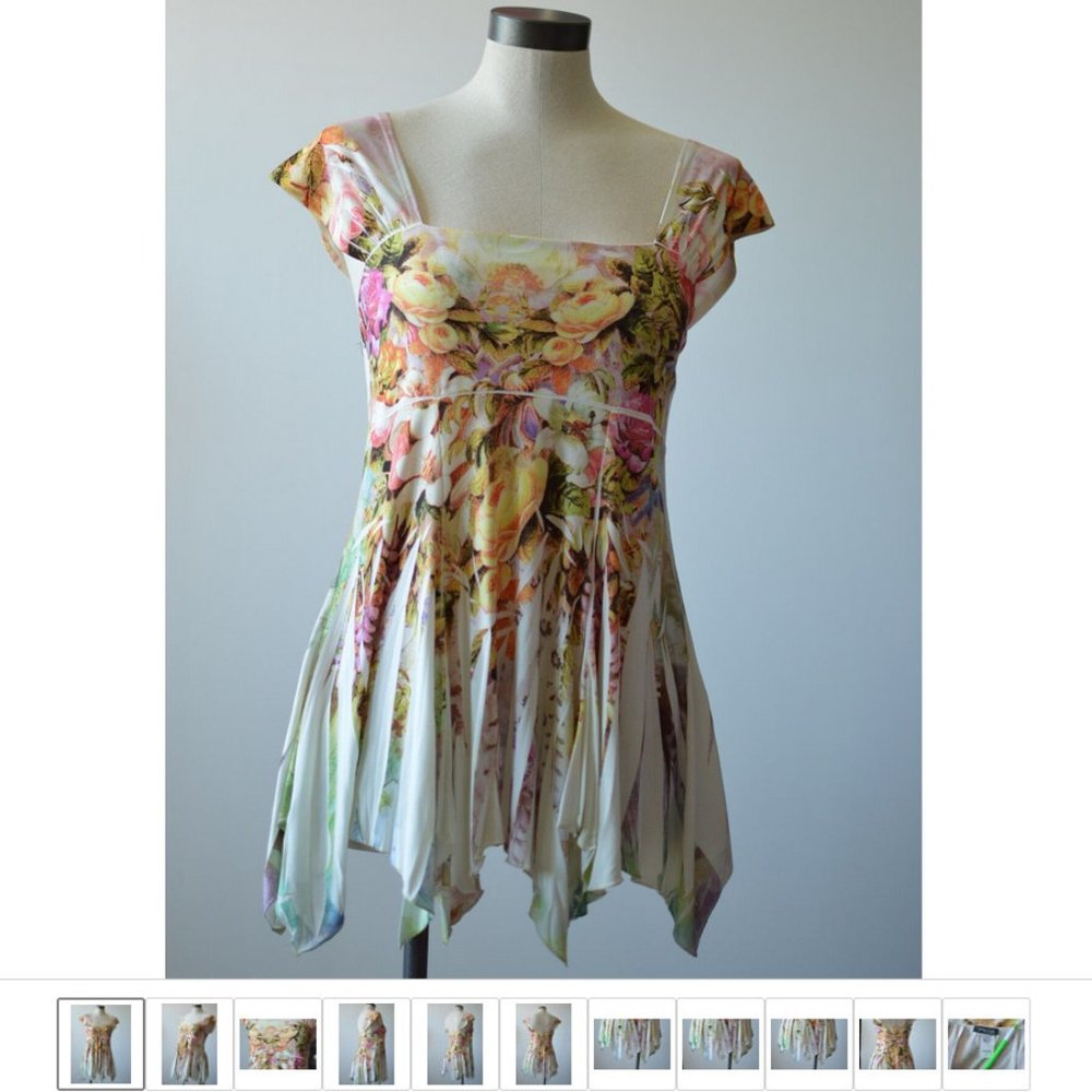 Asymmetrical Women Tunic  Blouse sz 1 Made in USA by Stretch Square Neck Floral